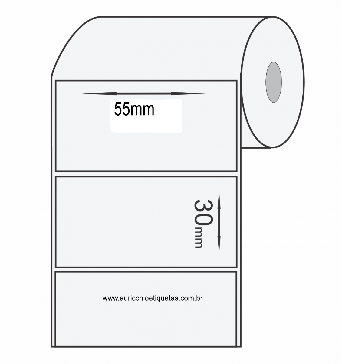 Etiquetas BOPP Adesivo 55mm x 30mm - 1 Coluna