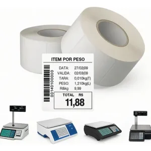 Etiquetas Couche Adesivo Térmico 60mm x 40mm - 1 Coluna SEM USO DE RIBBON PROMOÇÃO